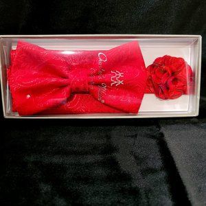 3pc  Self tie  Red Bow Tie set